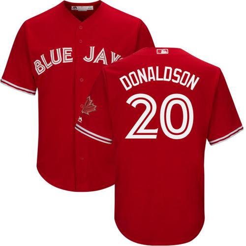 Blue Jays #20 Josh Donaldson Red New Cool Base Canada Day Stitched MLB Jersey - Click Image to Close